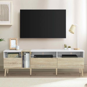 MAYEERTY Modern TV with 3 Drawers and Open Shelves, Medis Console Table for TVs up to 80", Entertainment Center forr Living Room - 1 of 4