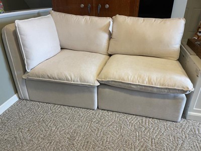 Haven French Seam Modular Sectional Sofa Cream (corner Piece ...