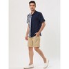 Lars Amadeus Men's Irregular Geometric Color Block Button Down Short Sleeve Shirts - 4 of 4