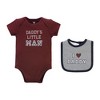 Hudson Baby Infant Boy Cotton Sleep and Play, Bodysuit and Bandana Bib Set, Boy Daddy - 3 of 4