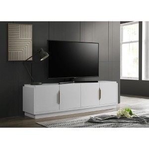 70" Particle Board 4-Door TV Stand with Adjustable Shelves and Cable Management for Living Room and Bedroom - 1 of 4