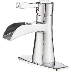 BWE Waterfall Single Hole Single-Handle Low-Arc Bathroom Sink Faucet With Pop-up Drain Assembly - 1 of 4
