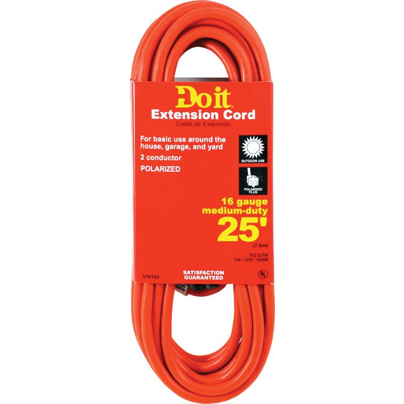 Do it Best Do it 25 Ft. 16/2 Polarized Outdoor Extension Cord OU-JTW-162-25-OR, 1 of 2