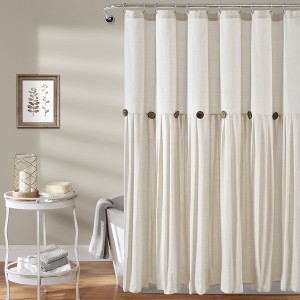 Lush Décor Linen Button Shower Curtain Single - 1 of 4