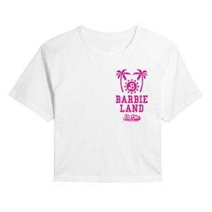 Women's - Barbie - Barbie Land Palm Trees & Sun Cropped Graphic T-Shirt - 1 of 4