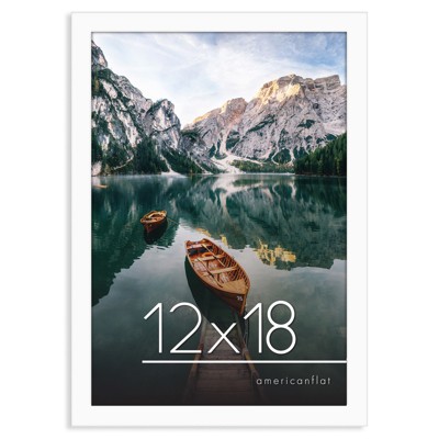 Americanflat 12x18 Picture Frame in White - Composite Wood with Shatter Resistant Glass - Wall Mounted Horizontal and Vertical Formats