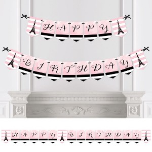 Big Dot of Happiness Paris, Ooh La La - Birthday Party Bunting Banner - Pink Party Decorations - Happy Birthday - 1 of 4