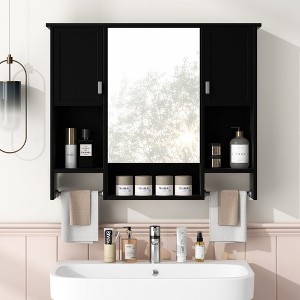 NicBex 35"Wall Cabinet with Mirror,Over the Toilet Storage Cabinet,Bathroom Wall Cabinet with Towel Rack,Medicine Cabinet with Bathroom Shelves - 1 of 4
