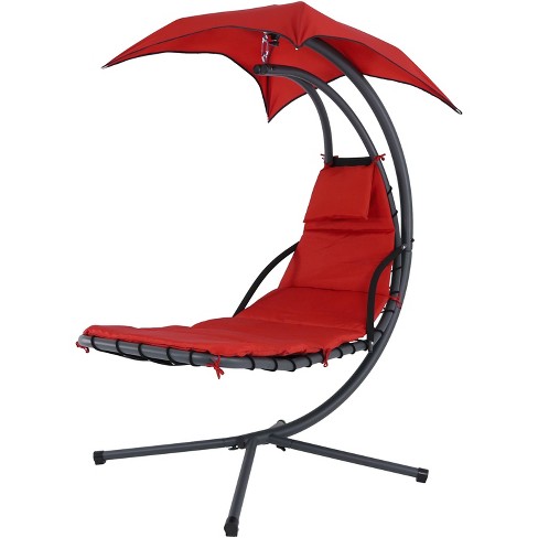 Floating Chaise Lounge Chair With Canopy Umbrella Burnt Orange Sunnydaze Decor Target