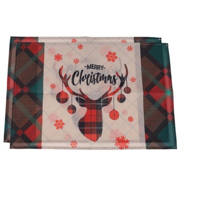 Unique Bargains Christmas Place Mats Flax Multicolor 11.8"x17.7" 2 Pcs