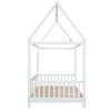 Bellemave LED Twin Size House Bed ,Montessori Floor Bed ,Wooden  Bed Frame with Slats and Fence, for Girls,Boys,White - 4 of 4