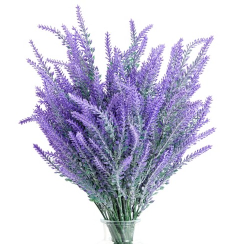 Fake Lavender Flower Arrangement in Rustic Rectangular Wood Planter Box  Artificial Potted Lavender Plant for Gifts Farmhouse Wedding Centerpiece