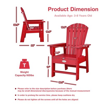 Red Ergonomic Kids' Adirondack Chair with Arms
