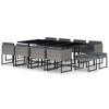 vidaXL 12-Seater Outdoor Dining Set in Gray with Cushions & Tempered Glass Tabletop, Weather-Resistant Poly Rattan and Powder-Coated Steel Frames - 2 of 4
