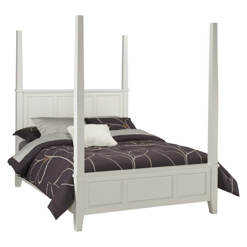 Naples Poster Bed White Queen Home, Four Poster Wood Bed Frame Queen
