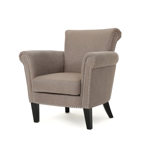 Lorenzo Upholstered High Back Studded Chair - Gray/Brown - Christopher  Knight Home