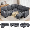 81" Convertible Corduroy Couch 5-Seat L-Shape Sofa Bed Sleeper Couch with Storage USB-C Cup Holders Memory Foam for Living Room - 2 of 4