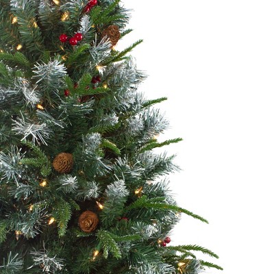 Frosted Winterberry 7ft White Pine Pre-Lit Outdoor Christmas Tree