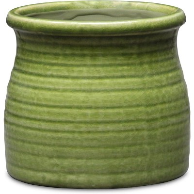 Cheung's Kifon Curved Ceramic Ceramic Pot - Medium - Olive Green