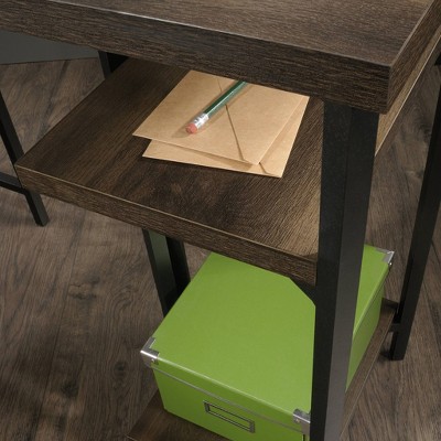 Smoked Oak L-Shaped Computer Desk with Drawer and Shelves