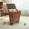 Costway Handwoven Laundry Hamper Foldable w/Removable Liner, Lid & Handles Brown/Grey - image 4 of 4