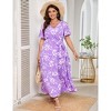 BLUEMING Summer Maxi Dress for Plus Size Women Tie Wasit Surplice Dress Flutter Sleeve A-Line Dress - 4 of 4