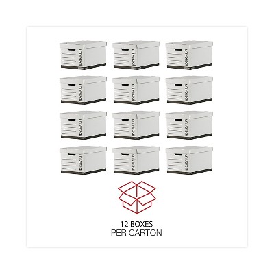 White Medium-Duty Paper Storage Box with Lift-Off Lid, 12-Pack