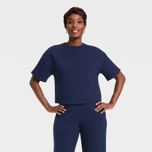 トップス Salsation Oversize French Terry Top Women's French Terry T-Shirt - A New Day™ Navy L : Target