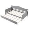 Costway Twin Size Daybed with Trundle Solid Wood Sofa Bed with Slats Support Guest Bed White/Gray - 2 of 4