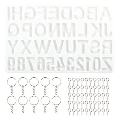 ZODACA Alphabet Number Silicone Resin Mold Tray Kit, Epoxy Letters Keychains for Arts and Crafts