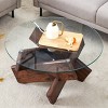 Modern Round Coffee Table with Artistic Geometric Base, Minimalist Accent Table for Living Room, Farmhouse or Contemporary Spaces-Maison Boucle - 3 of 4