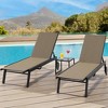 3-Piece Outdoor Lounge Chairs Set of 2 with Glass Table, Patio Lounge Chairs with Adjustable Backrest and Wheels, Waterproof Outdoor Furniture Set - 4 of 4