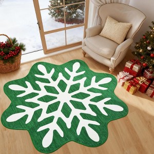 Christmas Rug for Snowflake Carpet Xmas Holiday Accent Indoor Rugs Non Slip Bedroom Rug Non Shedding Snow Floor Mats - 1 of 4