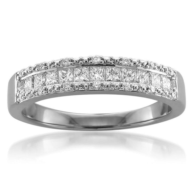 Pompeii3 1/2ct Princess Cut Diamond Wedding Ring 14K White Gold, 1 of 5