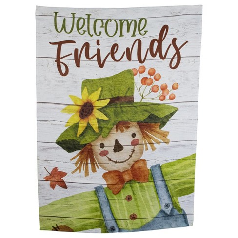 Northlight Scarecrow "Welcome Friends" Fall Harvest Outdoor House Flag - 40" x 28" - image 1 of 4