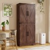 SinCiDo Farmhouse Kitchen Pantry with Barn Doors and Adjustable Shelves, Storage Cabinet, Rustic Wood Cupboard for Kitchen - 2 of 4