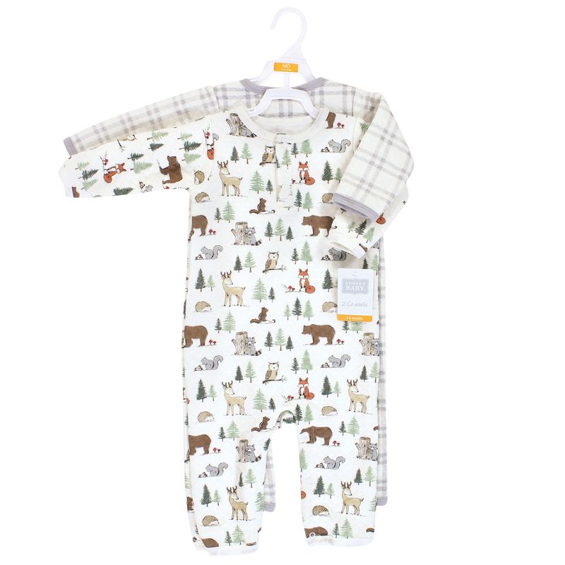 Hudson Baby Infant Boy Premium Quilted Coveralls, Forest Animals, 3 of 6