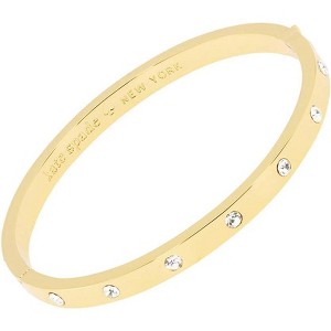 'Set in Stone' Hinged Bangle Bracelet, Gold Tone Jewelry with Prong-Set Stone Accents - 1 of 4