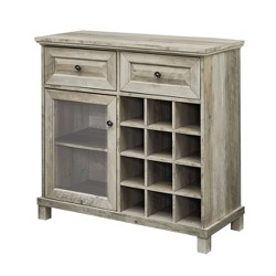 Home Source Bar Cabinet With Two Curved Glass Doors In Charcoal Finish ...