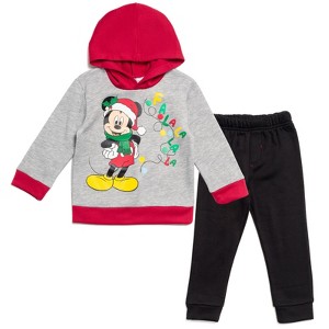 Disney Mickey Mouse Christmas Fleece Pullover Hoodie and Pants Outfit Set Toddler - 1 of 4