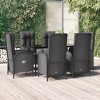 vidaXL 7 Piece Patio Dining Set - PE Rattan - Reclining Garden Chairs - Tempered Glass Table - Cushions Included - Outdoor Lounge Set - Black - 2 of 4