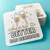 Big Dot of Happiness 25 Ct Cheers to Better Bad Decisions Drink Coasters, 4-Inch Disposable Square Paper Coasters for Funny New Year's Eve NYE Decor - 3 of 4
