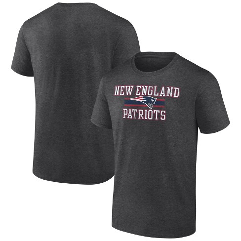 NFL New England Patriots Men's Team Striping Gray Short Sleeve Bi-Blend T-Shirt - S