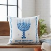 Happy Hanukkah 18 Inch Floral Design Climaweave Pillow by Manual Woodworkers and Weavers - 3 of 3