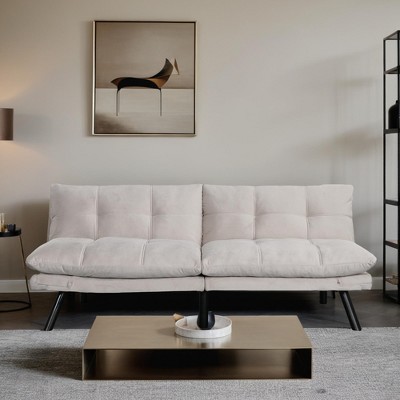 Convertible Futon Sofa Couch Bed, Modern Memory Foam Sleeper Loveseat Sofa with Adjustable Armrests & Backrests - Leovsnove