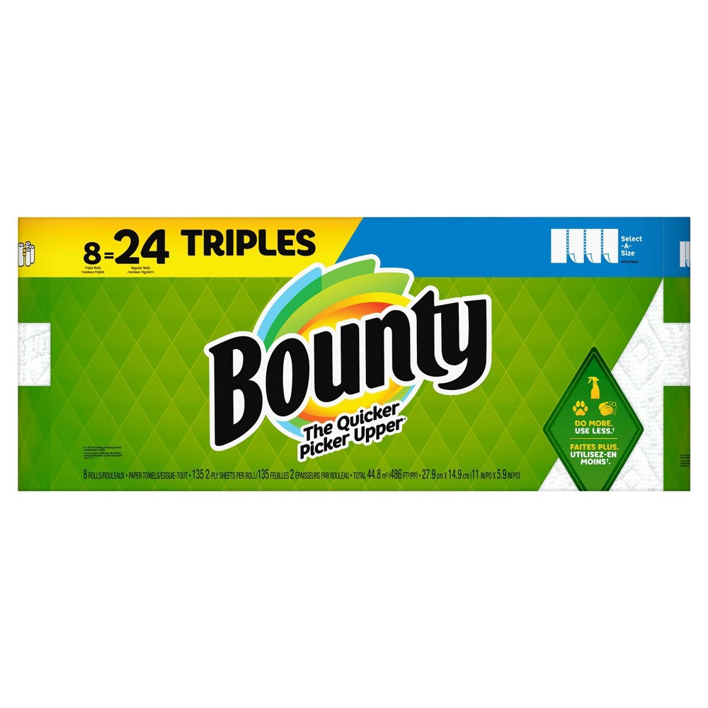 Bounty Select-A-Size Paper Towels  8 Triple Rolls  White