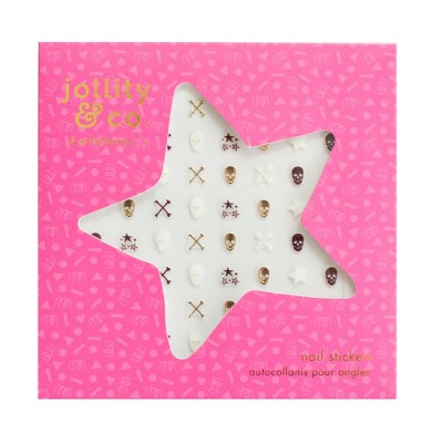 Jollity & Co. - Gold Skull Nail Stickers - Pack of 1 Sheet of 100 Nail Stickers