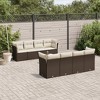 vidaXL 9 Piece Patio Sofa Set with Cushions Brown Poly Rattan - Brown Table + 4x Corner + 4x Middle - 2 of 4