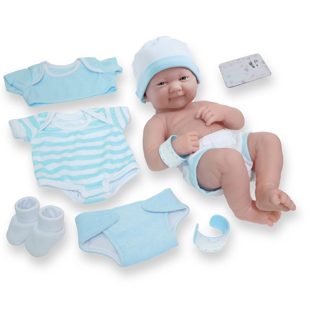 Photos - Doll JC Toys La Newborn 14" Baby  8pc Set - Blue 