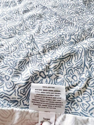 Queen 400 Thread Count Performance Sheet Set Blue Floral - Threshold ...